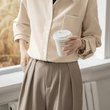 Warm Commuter Brushed Faux Two-Piece Long Sleeve Shirt