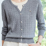 Elegant Faux Two-Piece Cable Knit Sweater