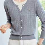 Elegant Faux Two-Piece Cable Knit Sweater