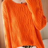 Elegant Patterned Textured Loose Knit Top