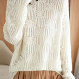 Elegant Patterned Textured Loose Knit Top