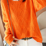 Elegant Patterned Textured Loose Knit Top