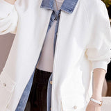 Casual Faux Two-Piece Patchwork Denim Jacket