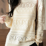 Hollow Knit Long Sleeve Sweater