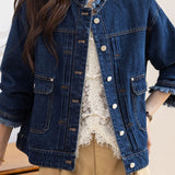 Casual Versatile Stand Collar Denim Jacket