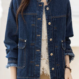 Casual Versatile Stand Collar Denim Jacket