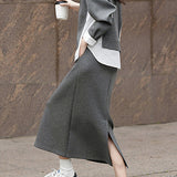 Casual Color Block Sweatshirt and Skirt Set