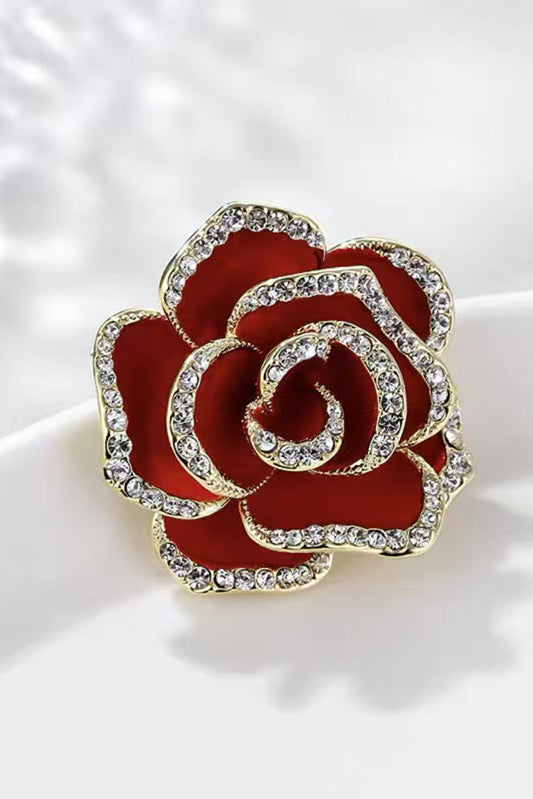 Exquisite 3D Rhinestone Rose Brooch - liwisi