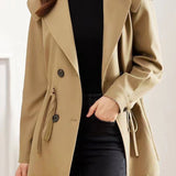 Casual Stylish Waist-Defined Double-Breasted Coat