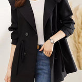 Casual Stylish Waist-Defined Double-Breasted Coat