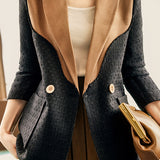 Elegant Commuter Patchwork Double-Breasted Blazer
