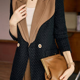 Elegant Commuter Patchwork Double-Breasted Blazer