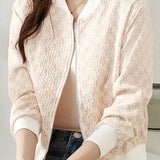 Casual Versatile Textured Zipper Jacket