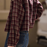 Casual Classic Brushed Checkered Lapel Short Coat