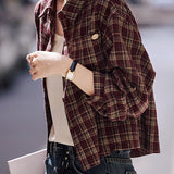 Casual Classic Brushed Checkered Lapel Short Coat