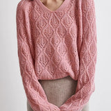 Casual Versatile Solid Color Hollow Jacquard Knit Top