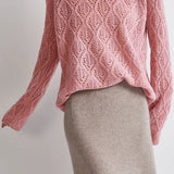 Casual Versatile Solid Color Hollow Jacquard Knit Top