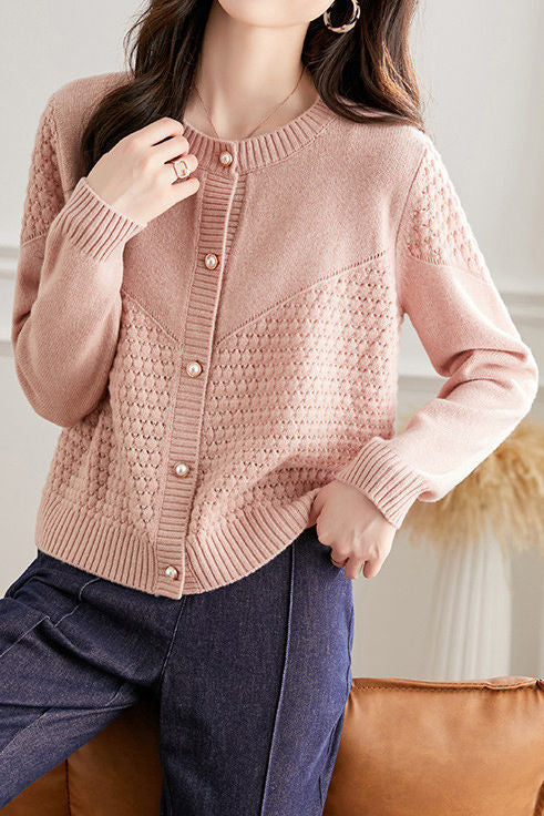 Loose Textured Knit Cardigan - liwisi