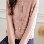 Loose Textured Knit Cardigan - liwisi