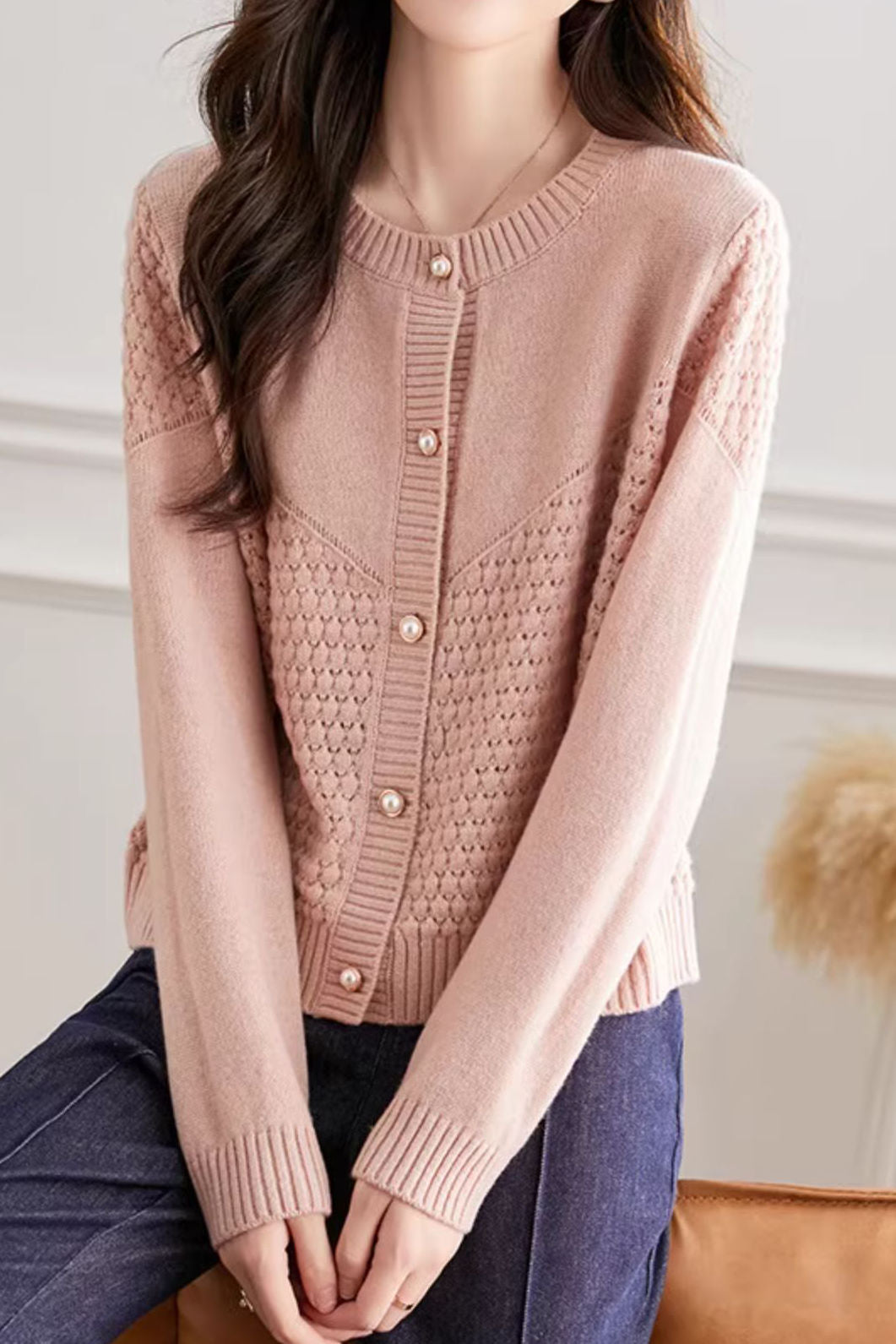 Loose Textured Knit Cardigan - liwisi