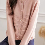 Loose Textured Knit Cardigan - liwisi