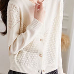 Loose Textured Knit Cardigan - liwisi
