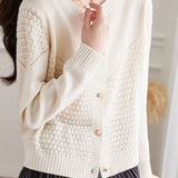 Loose Textured Knit Cardigan - liwisi