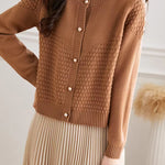 Loose Textured Knit Cardigan - liwisi