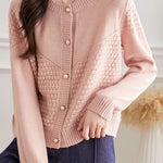 Loose Textured Knit Cardigan - liwisi