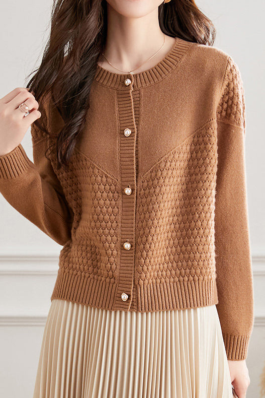 Loose Textured Knit Cardigan - liwisi