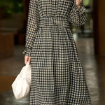 Elegant Office Plaid High-Waisted A-Line Dress - liwisi