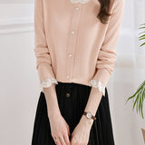 Elegant Lace-Trimmed Crewneck Knit Undershirt