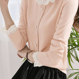 Elegant Lace-Trimmed Crewneck Knit Undershirt