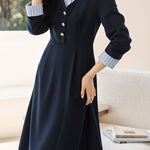 Casual Office Fake Two-Piece Paneled A-Line Shirt Dress - liwisi