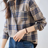 Casual Loose Flannel Check Long Sleeve Shirt