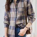 Casual Loose Flannel Check Long Sleeve Shirt