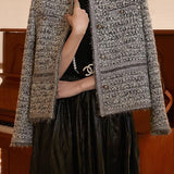 Elegant Soft Round Neck Boucle Long Coat