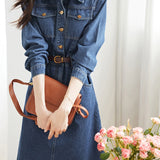 Casual Collared Waist-Defined Denim Dress - liwisi
