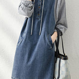 Casual Versatile Denim Patchwork Dress - liwisi