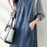 Casual Versatile Denim Patchwork Dress - liwisi