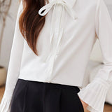 Exquisite Commuter Versatile Detachable Bow Shirt