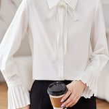 Exquisite Commuter Versatile Detachable Bow Shirt
