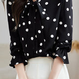 Exquisite Elegant Versatile Polka Dot Chiffon Shirt