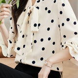 Exquisite Elegant Versatile Polka Dot Chiffon Shirt