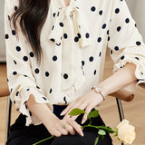 Exquisite Elegant Versatile Polka Dot Chiffon Shirt