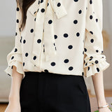 Exquisite Elegant Versatile Polka Dot Chiffon Shirt