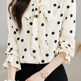 Exquisite Elegant Versatile Polka Dot Chiffon Shirt