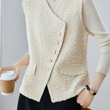 Exquisite Textured Asymmetrical Knit Vest
