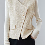 Exquisite Textured Asymmetrical Knit Vest