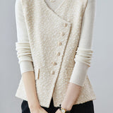 Exquisite Textured Asymmetrical Knit Vest